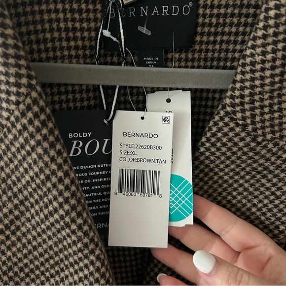 NWT Bernardo Houndstooth Wool Double Breasted Blazer Jacket - Picture 5 of 5